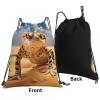 NOUZU Sand Leopard Gecko Print Sports Drawstring Backpack For Women Men, Lightweight Gym Bag For Gym Travel Swimming, White view 3