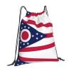 NOUZU Ohio State Flag Print Sports Drawstring Backpack For Women Men, Lightweight Gym Bag For Gym Travel Swimming, White view 2