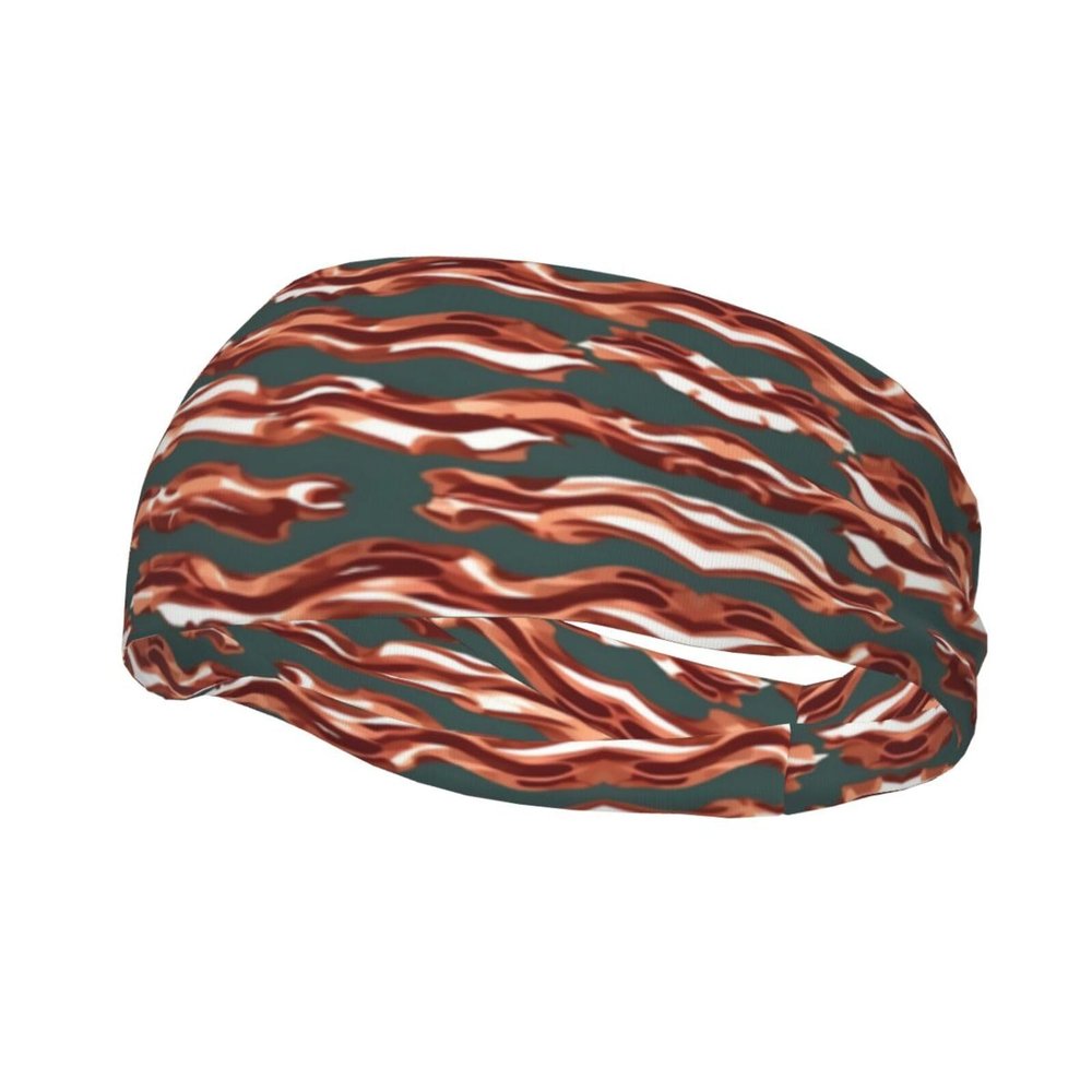 Bacon Pattern Print Unisex Athletic Headbands, Sweat-Wicking Stretchy Sports Hairband,for Running Basketball