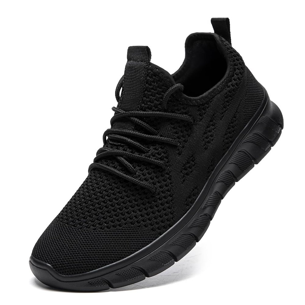 DLWKIPV Men's Running Shoes for Road & Gym Lightweight Walking Sneakers with Breathable Mesh and All-Day Comfort Black US 6.5