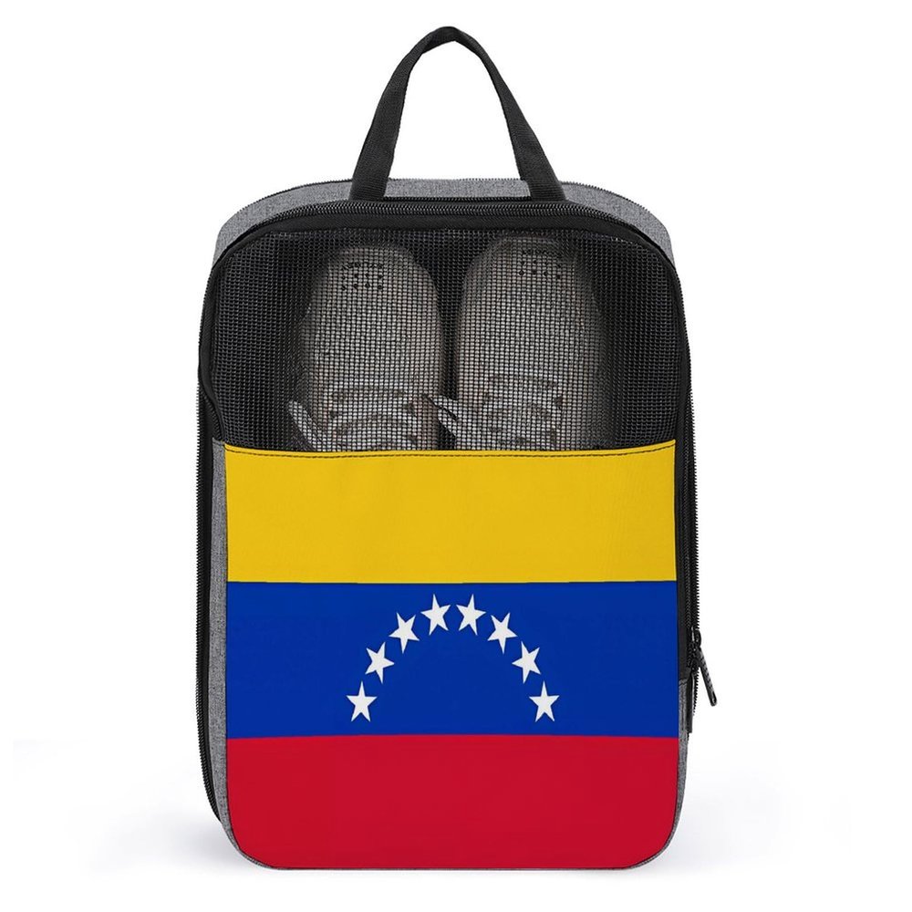 Travel Shoe Bag,Flag of Venezuela Print Shoe Pouch,outdoor Zippered Carrier Shoe Bags,mens Womens Shoe Tote Bag