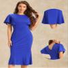 Allegra K Sheath Dress for Women's Ruffle Sleeve Round Neck Casual Slim Fit Cocktail Dresses X-Small Royal Blue view 2