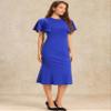 Allegra K Sheath Dress for Women's Ruffle Sleeve Round Neck Casual Slim Fit Cocktail Dresses X-Small Royal Blue view 4