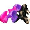 MWYDMA Silk Belly Dance Fan, 1 Pair (Left+Right) Silk Bamboo Long Fans Veils, Women Real Silk Belly Dance Fan Veil, Dance Performance(Purple Gradient Pink,180x90cm) view 1