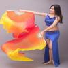 MWYDMA Silk Belly Dance Fan, 1 Pair (Left+Right) Silk Bamboo Long Fans Veils, Women Real Silk Belly Dance Fan Veil, Dance Performance(Purple Gradient Pink,180x90cm) view 4