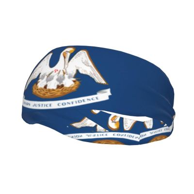 Louisiana State Flag Print Unisex Athletic Headbands, Sweat-Wicking Stretchy Sports Hairband,for Running Basketball