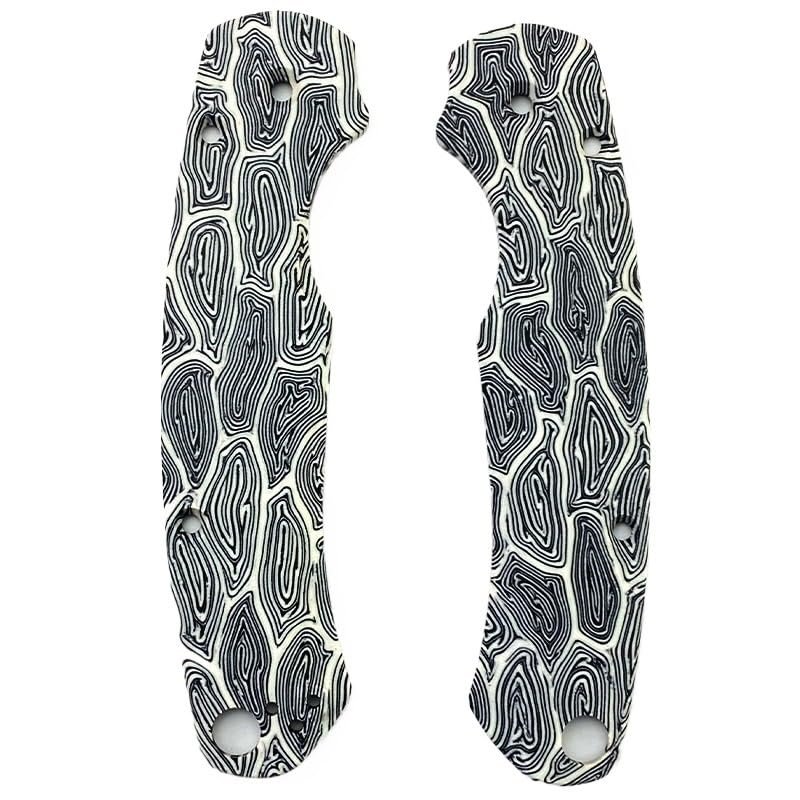 1Pair G10 Scales Handle Fits for Paramilitary 2 C81, Custom Knife Handle Patch in White and Black Mixed Color