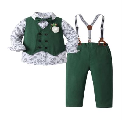 Boarnseorl Baby Boys Pants Sets,Infant Shirt+Pants+Bow Tie+Vest+Suspenders+Boutonniere,Toddler Little Kids Wedding Outfits,9-12M