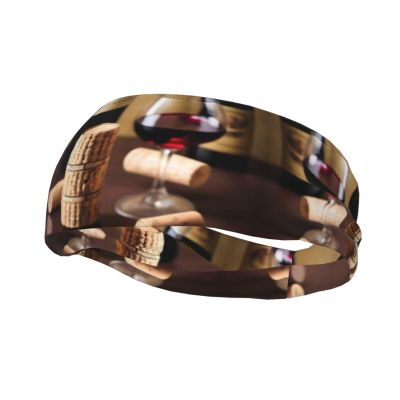 Wine Cork Print Unisex Athletic Headbands, Sweat-Wicking Stretchy Sports Hairband,for Running Basketball