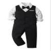 Boarnseorl Baby Boys Pants Sets,Infant Shirt+Pants+Bow Tie+Vest+Suspenders,Toddler Little Kids Gentleman Outfits,18-24M view 1