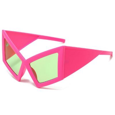 Sexy Y2k Punk Cat Eye Sunglasses Women 2024 Luxury Vintage Sun Glasses For Ladies Retro Polygon Eyewear Shades UV400 N45 (red green)
