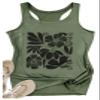 Boho Tank Tops for Women Retro Floral Graphic Tops Ladies Summer Basic Vacation Tank Tops 2025 Trendy Sleeveless T Shirt(2X-Large,Floral Green 4) view 4