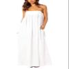 utcoco Summer Tie Back Dress for Women 2024 Sexy Spaghetti Straps Backless Long Maxi Dress with Pockets (XX-Large, White)
