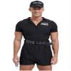YiZYiF Men's Policeman Costume Outfits Dirty Cop Cosplay Uniforms Rompers Shorts Jumpsuit Bodysuit Black X-Large view 1