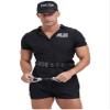 YiZYiF Men's Policeman Costume Outfits Dirty Cop Cosplay Uniforms Rompers Shorts Jumpsuit Bodysuit Black X-Large view 2