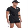 YiZYiF Men's Policeman Costume Outfits Dirty Cop Cosplay Uniforms Rompers Shorts Jumpsuit Bodysuit Black X-Large view 3