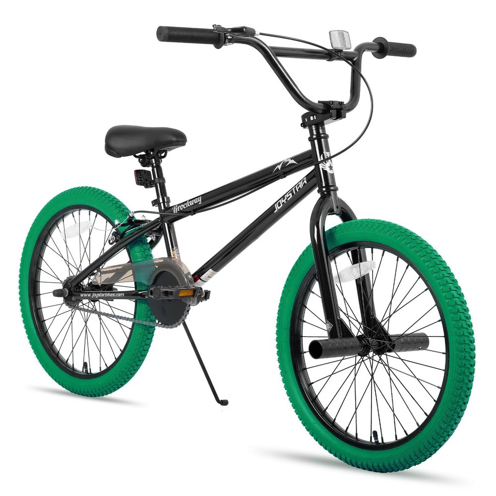 JOYSTAR 20 Inch Kids Bike Freestyle BMX Bikes for 6-10 Years Old Boys Girls and Beginner Riders, 20 Inch Bikes with Green Tires, Green