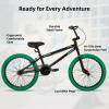 JOYSTAR 20 Inch Kids Bike Freestyle BMX Bikes for 6-10 Years Old Boys Girls and Beginner Riders, 20 Inch Bikes with Green Tires, Green view 2