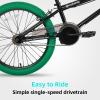 JOYSTAR 20 Inch Kids Bike Freestyle BMX Bikes for 6-10 Years Old Boys Girls and Beginner Riders, 20 Inch Bikes with Green Tires, Green view 3