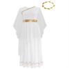 Sinleey Women Chiffon Ancient Toga Costume Grecian Toga Dress Roman Dress with Gold Leaves Garland Headwear White Large view 1