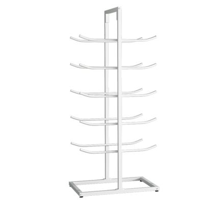 5 Tier Double Row Yoga Mat Organizer, Workout Storage Shelf With Hooks For Foam Roller Jumping Ropes Stretching Straps Resistance Bands, Small Floor Space Sports Equipment Organizer(White,60X40X130CM)