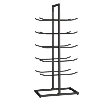 5 Tier Double Row Yoga Mat Organizer, Workout Storage Shelf With Hooks For Foam Roller Jumping Ropes Stretching Straps Resistance Bands, Small Floor Space Sports Equipment Organizer(Black,50X40X130CM)
