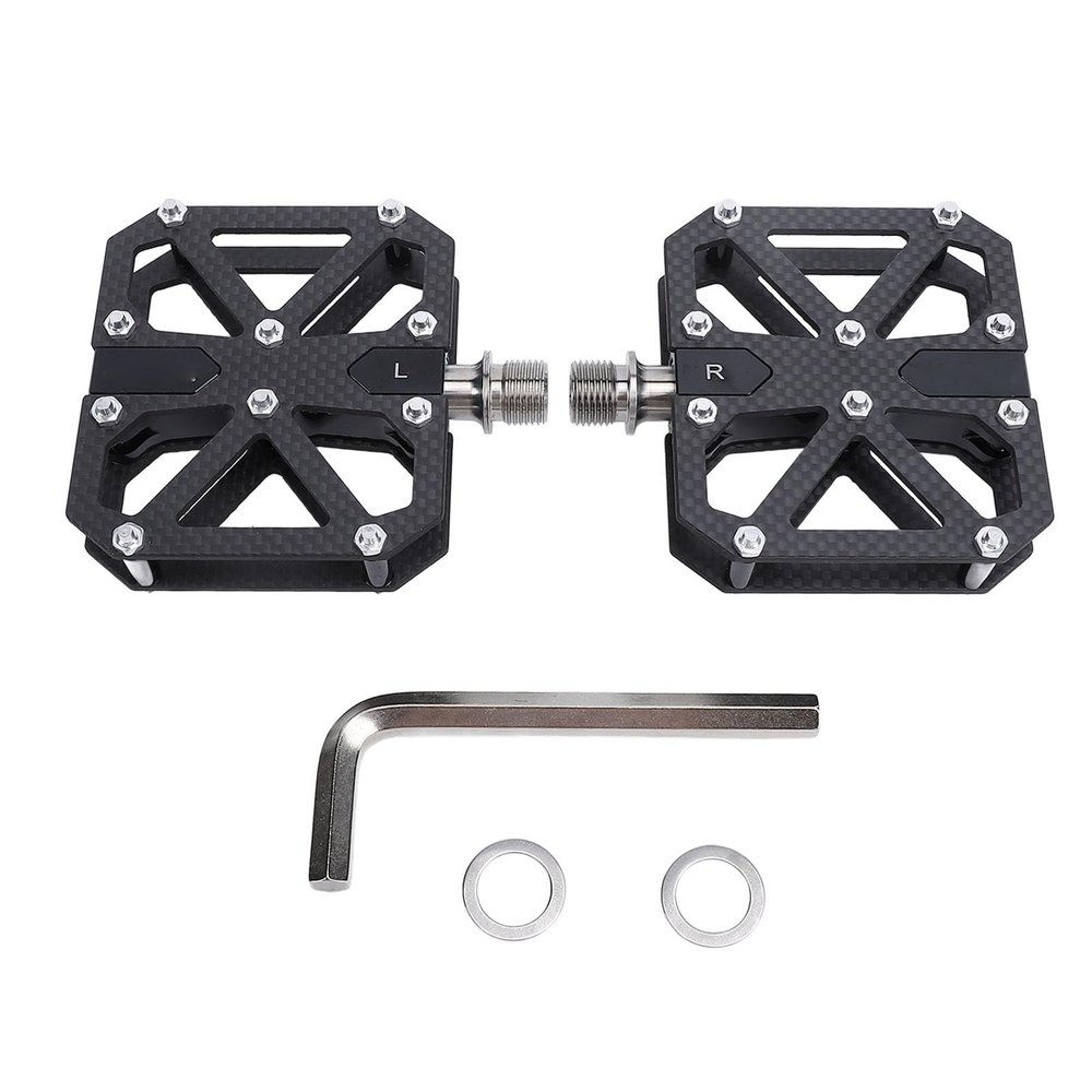 VGEBY Carbon Fiber Lightweight Cycling Pedals, Ergonomic Design Anti Slip Nails 3 Sealed Bearings Cycling Flat Pedal Riding Pedals for Mountain or Road Bike, #811, VGEBYkidm2g9xgf