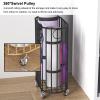 AMUFJJ Iron Yoga Mat Storage Cart, Mobile Home Gym Storage Rack with Wheels&Handles for Foam Roller Skipping Rope Resistance Bands, Stylish Fitness Storage Manager(Black) view 4