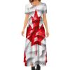 Canada Flag Women's Summer Casual Short Sleeve Maxi Dress Crew Neck Printed Long Dresses S view 1