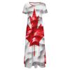 Canada Flag Women's Summer Casual Short Sleeve Maxi Dress Crew Neck Printed Long Dresses S view 3