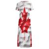 Canada Flag Women's Summer Casual Short Sleeve Maxi Dress Crew Neck Printed Long Dresses S view 4