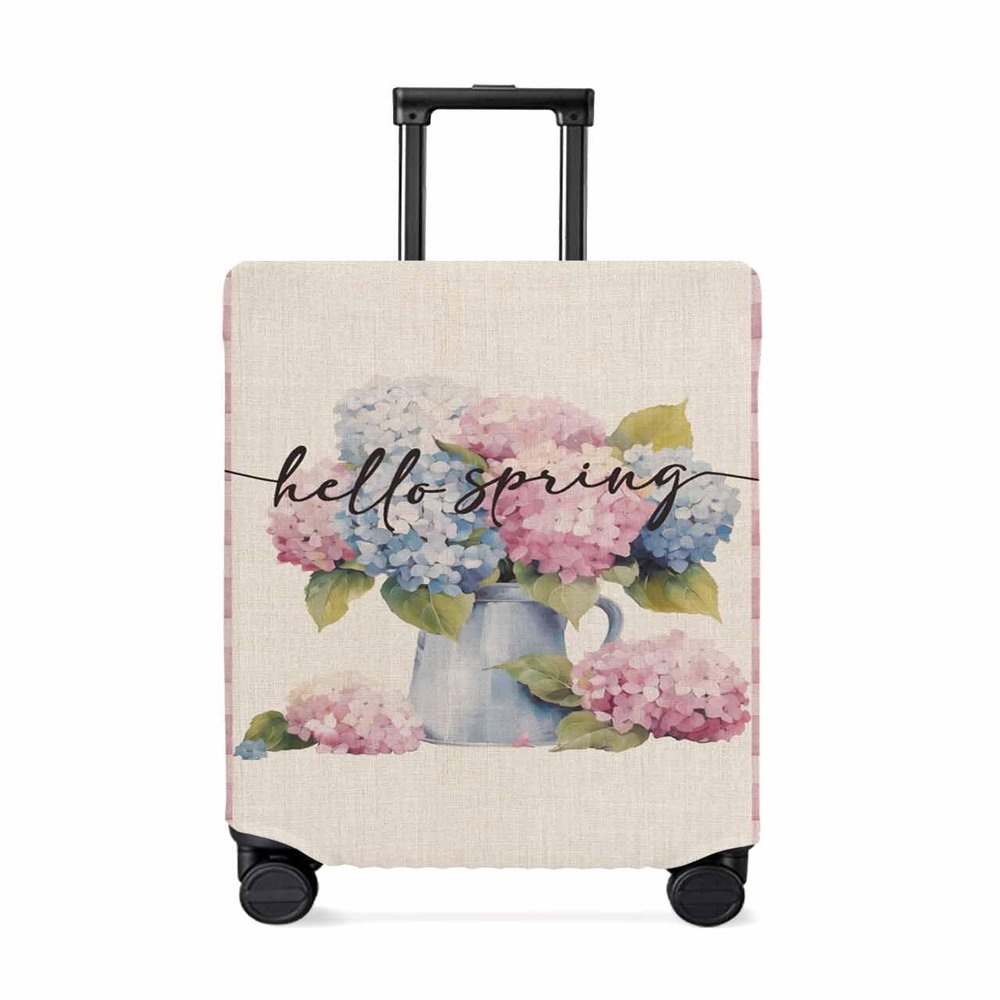 Travel Luggage Cover Medium Suitcase Cover Fit for 22-25 Inch Luggage Luggage Protector Suitcase Cover Scratchproof Spring Hydrangeas Leaves Checked Luggage Cover Protector for Suitcase