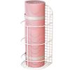 AMUFJJ Small Yoga Mat Storage Holder, Gym Mat Rack Wall Mounted Floor Standing for Foam Roller Badminton Racket Baseball Bat, No Installation Required Home Gym Organizer(White,20X15X54cm) view 1
