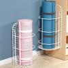 AMUFJJ Small Yoga Mat Storage Holder, Gym Mat Rack Wall Mounted Floor Standing for Foam Roller Badminton Racket Baseball Bat, No Installation Required Home Gym Organizer(White,20X15X54cm) view 3
