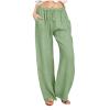 Xiaojmake Womens Summer Cotton Linen Pants Wide Leg Casual Drawstring High Waist Palazzo Pants Loose Trousers with Pockets view 1