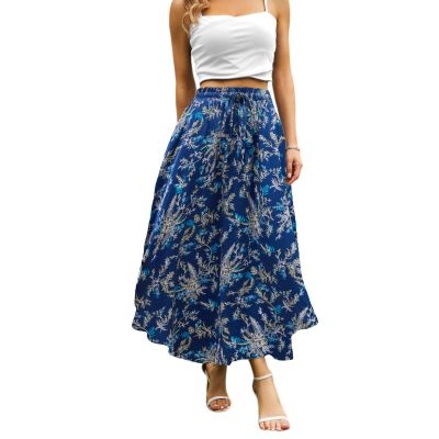 Abaadlw Maxi Skirts for Women with Pockets Long Midi Length Casual Skirt for Beach Party Holiday