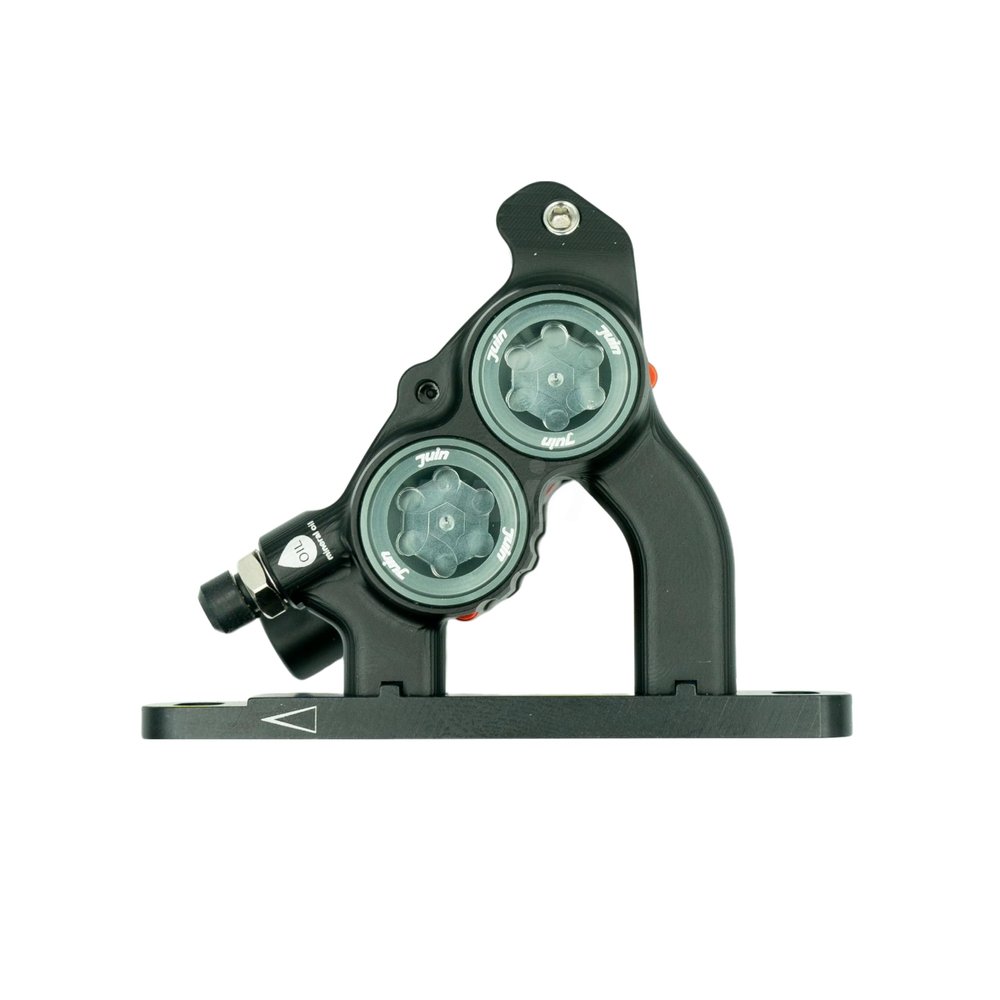 Juin JuinTECH ETF 4-Piston Road Hydraulic Disc Brake Caliper: Flat Mount, 100% CNC Monobloc, for Hydraulic Road Levers, DOT Oil, 160mm (Black)