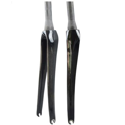 DHNCBGFZ Carbon Rigid Forks 700C Road Bike Rigid Fork 1-1/2" Tapered Tube QR 9 * 100mm C Brake Bike Fork 377g(Glossy Black)