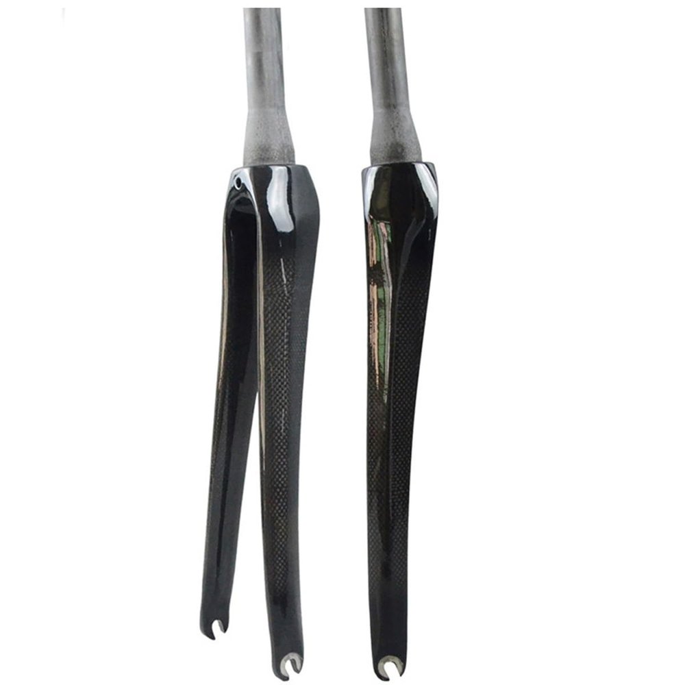 DHNCBGFZ Carbon Rigid Forks 700C Road Bike Rigid Fork 1-1/2" Tapered Tube QR 9 * 100mm C Brake Bike Fork 377g(Glossy Black)