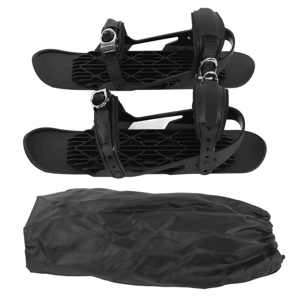 VGEBY Mini Ski Skates, Short Snow Skateboard Shoe Adjustable Straps ABS Nylon Aluminum Alloy Black One Size Fits All Snow Skateboard for Winter Outdoor Sports, VGEBYu8eocqsw27