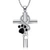 AIWENXI Cross Urn Necklaces for Ashes Dog Paws Print Cremation Jewelry for Men Women Stainless Steel Urns Necklaces Pendant Memorial Keepsakes Ashes Jewelry view 1