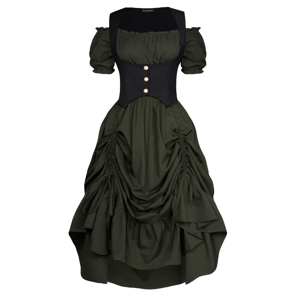Scarlet Darkness Green Renaissance Dress Off The Shoulder Dresses for Women Pirate Costume Green XXL