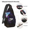 Dwrepo Sling Bag for Women Men Crossbody Bag Purple and black butterfly Chest Bag Hiking Daypack Fanny Pack Sling Backpack view 4