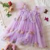 Nileafes Toddler Girl Flower Butterfly Embroidery Tutu Dress Casual Tulle Princess Birthday Dresses Size 90 (1-2 Years, 109-Purple) view 2
