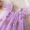 Nileafes Toddler Girl Flower Butterfly Embroidery Tutu Dress Casual Tulle Princess Birthday Dresses Size 90 (1-2 Years, 109-Purple) view 3