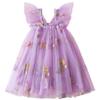 Nileafes Toddler Girl Flower Butterfly Embroidery Tutu Dress Casual Tulle Princess Birthday Dresses Size 90 (1-2 Years, 109-Purple) view 4