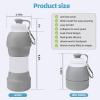 Collapsible Water Bottle, Upgrade Leak-Proof Reusable BPA Free Silicone Sports Bottles, Portable Refillable Water Bottles with Carabiner, Ideal for Travel Hiking Outdoor Camping GymGray view 2