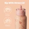 BOTTLE BOTTLE 32 oz Insulated Water Bottle Stainless Steel Sport Water Bottle with Straw Dual-use Lid Design for Gym with Pill Box (yellow flower) view 3