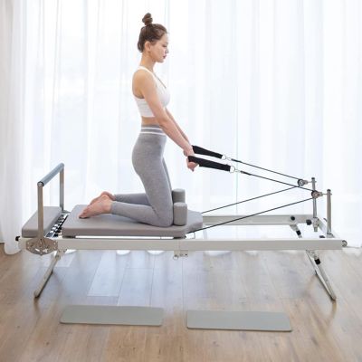 Hlixzoy Foldable Pilates Reformer, Yoga Studio Pilates Core Bed Gym Machine, Suitable for Home Use and Gym Exercise, Suitable for Beginners and Intermediate Users