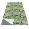 Yoga Mat Towel, Summer Floral Green Botanical Non Slip Hot Yoga Mat Towels with Corner Pockets, Plant Branch Leaves Soft Sweat Absorbent Yoga Blankets for Hot Yoga Pilates Workout,26"x70" view 1